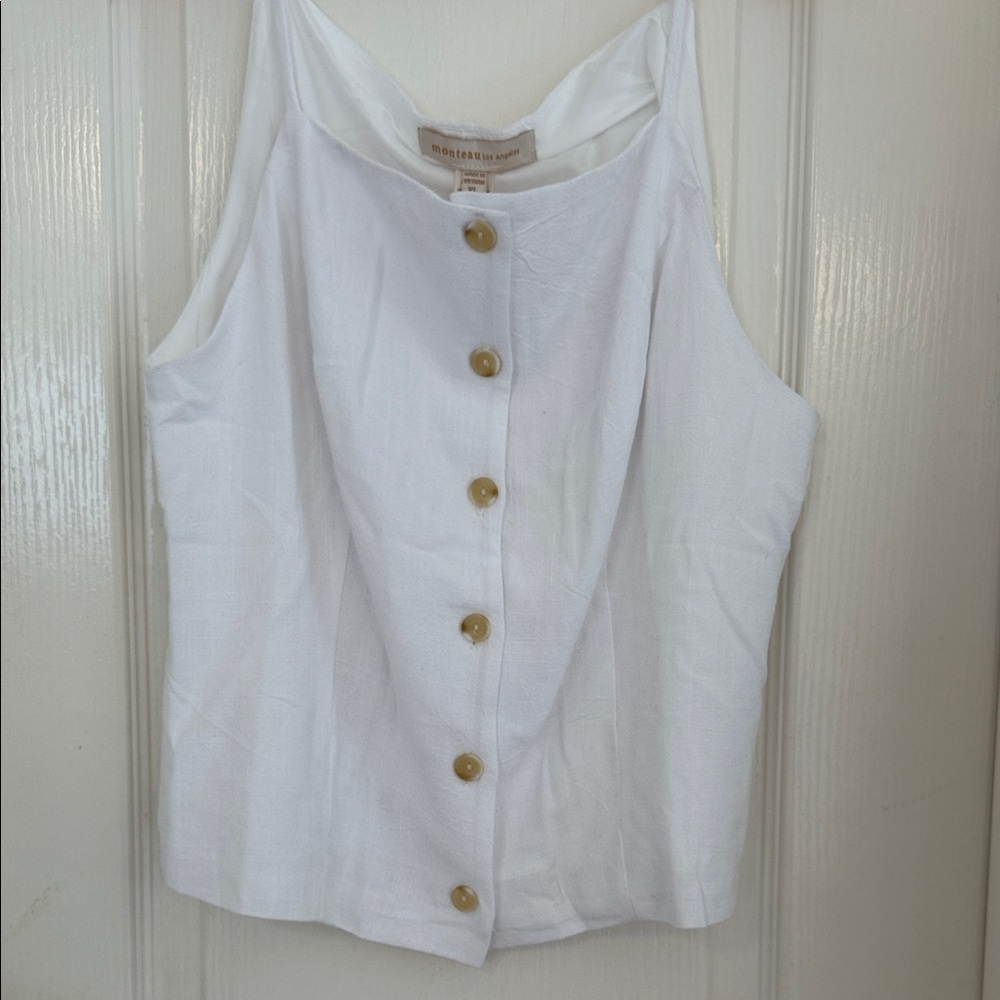 White Button-Up Tank Top
